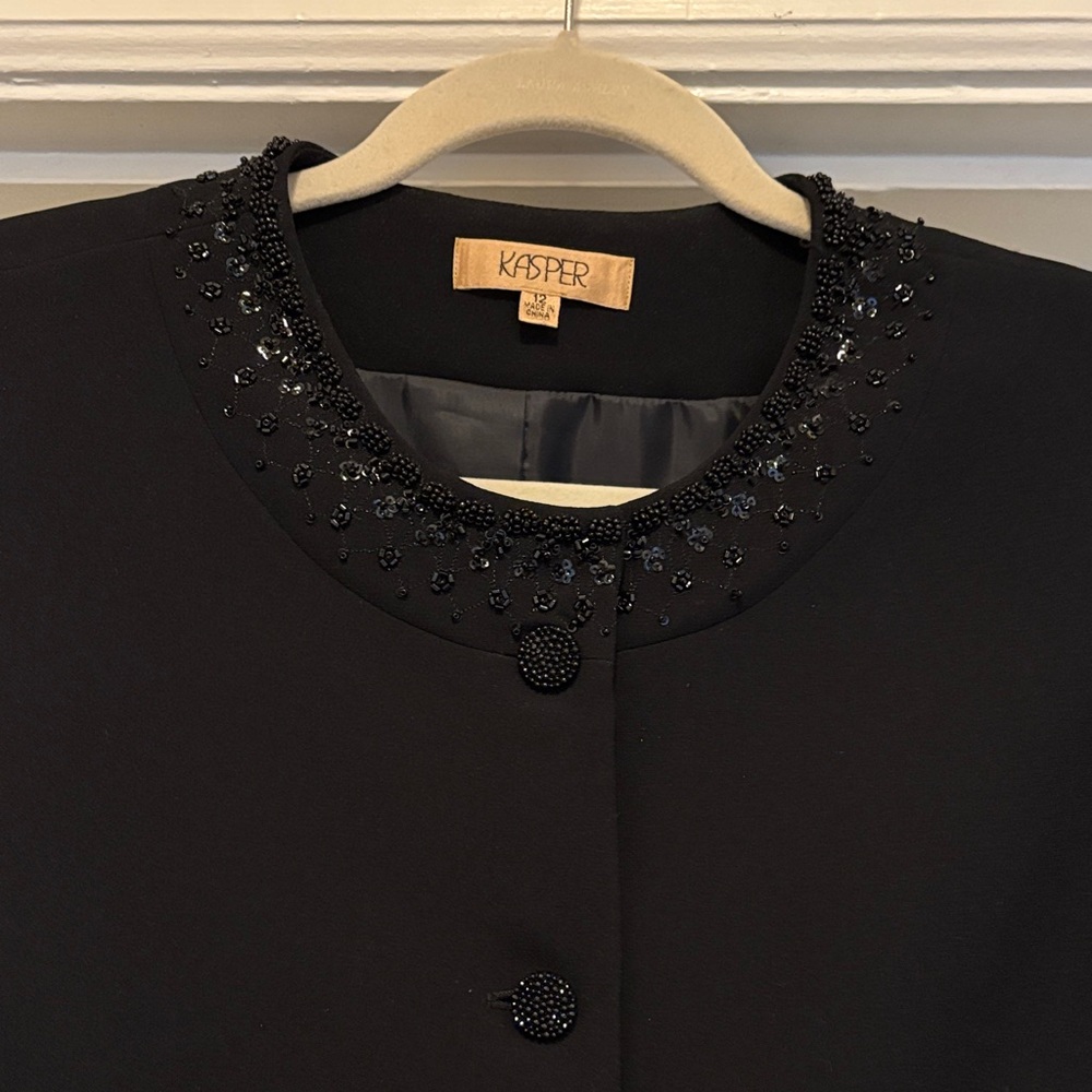 Kasper Black Beaded Collar Jacket